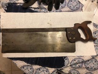Henry Disston & Sons Back Saw 18” Blade Rare Antique Vintage Tool Philadelphia
