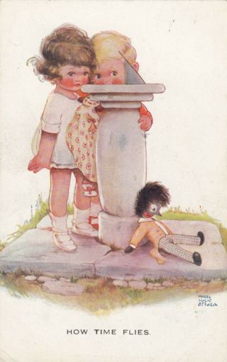 Attwell,  M.  L.  ; Kids & Black Doll At A Sun Dial,  1925