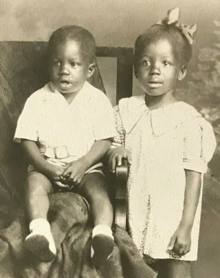 Rppc African American Toddler Boy & Girl Portrait Photo Postcard St Louis Mo