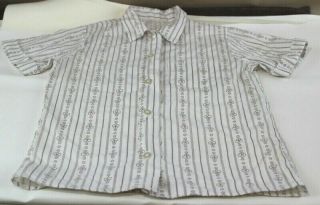 Girl Scouts Brownies Shirt Top White With Brown/tan Stripes Vintage