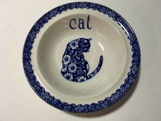 Norma Sherman Blue Calico Cat Dish Royal Crownford Staffordshire England 6 " Bowl