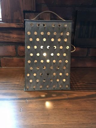 Handmade Country Primitive Light Made From A Grater Kitchen