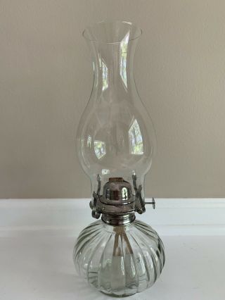 Vintage Clear Glass Lamplight Farms Kerosene Oil Hurricane Lamp 13.  25”