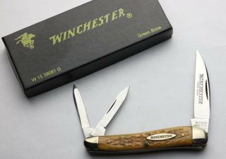 Winchester Serpentine Whittler Folding Knife - Green Bone - 39081 - Nib