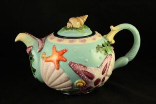 Blue Sky Clayworks China Ceramic Pottery Ocean Sea Shell Starfish Figural Teapot