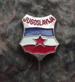 Antique Jugoslavia Yugoslavia Socialist Federal Republic Flag Shield Pin Badge