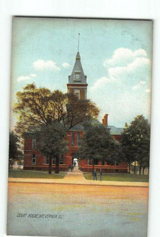 Mt Vernon Illinois Il Postcard 1907 - 1915 Court House