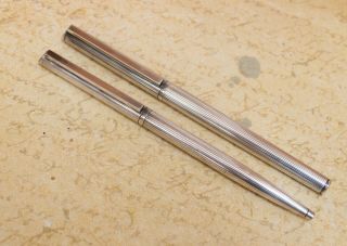 Dunhill Gemline (mont Blanc Slimline) Set - Fountain Pen & Bp,  Silver