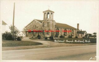 Mi,  Midland,  Michigan,  Rppc,  Pentecost Church,  Exterior View,  Photo