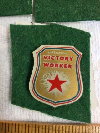 3 Vintage WW2 Employee Badge Pins Hawaii Victory Worker & V Pin & Natural Gas 3
