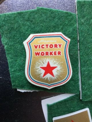 3 Vintage WW2 Employee Badge Pins Hawaii Victory Worker & V Pin & Natural Gas 8
