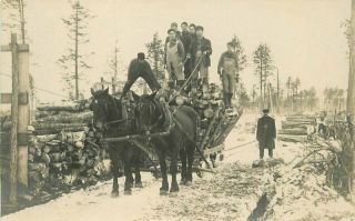 C - 1910 Heavy Horse Sled Logging Lumber Worker Rppc Photo Postcard 5609