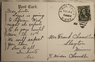 Vintage 1908 High School Sioux Falls South Dakota Post Card 2