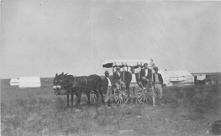 C1910 Survey Worker Occupation Mule Wagon Great Plains Rppc Photo Postcard