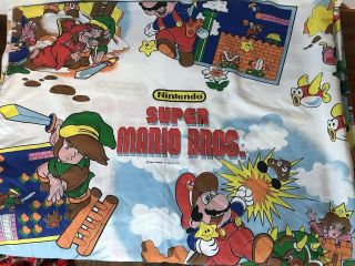 Rare Vintage 1988 Nintendo Mario Bros Legend Of Zelda Twin Bed Sheet Flat