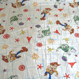 Vintage Toy Story Twin Flat Sheet Fabric Woody Buzz Lightyear Disney Pixar