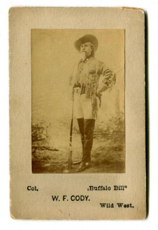 Small Antique Cabinet Photograph Buffalo Bill Cody Wild West Show Souvenir