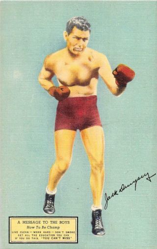 Jack Demsey Boxing Champ Message York Restaurant Advertising Postcard