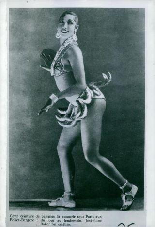 Josephine Baker Standing While Posing In Her Costume.  - Vintage Photo