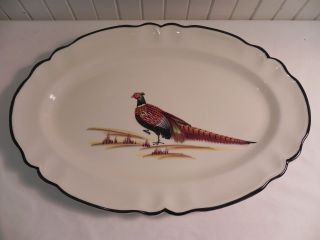 Norleans Made In Italy Pheasant Hand Painted Large Oval Platter