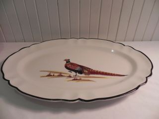Norleans Made In Italy Pheasant Hand Painted Large Oval Platter 2
