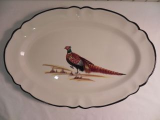 Norleans Made In Italy Pheasant Hand Painted Large Oval Platter 5