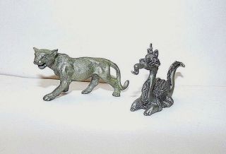 2 - Vintage Spoontique Pewter Figurines (dragon And Tiger)