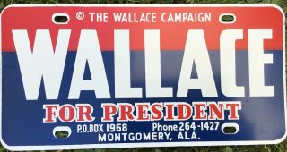 George …wallace For President License Plate 1968 The Wallace Campaign
