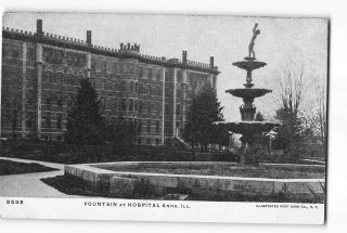 Anna Illinois Il Postcard 1907 - 1915 Fountain At Hospital