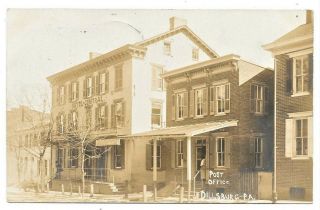 Early Post Card Rppc " Post Office " And Hotel Central Dillsburg,  Pa