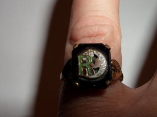 Clark&coombs Gold Filled Daughters Of Rebekah Odd Fellows Ring Onyx Size 7.  25