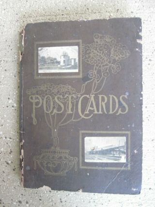 Old Post Card Album With Over 60 Vintage Postcards,  Pre - 1920 