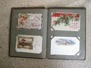 Old Post Card Album with over 60 Vintage Postcards,  Pre - 1920 ' s RPPC ' s Holiday 5