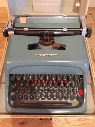 Blue Olivetti Underwood Studio 44 Typewriter With Case