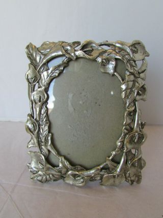 1995 Arthur Court Silver Tone Calla Lily Flowers Picture Photo Frame