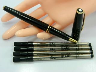 Montblanc Generation Rollerball Black/gold Pen W/4 Extra Inserts