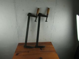 Hartford Clamp.  Co.  Set Of 2 18 " Bar Clamps Wood And Iron 4ga