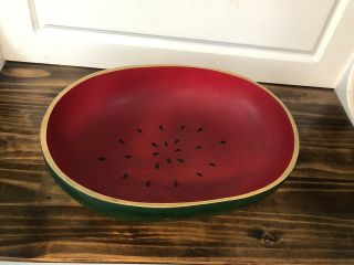 Vintage Made In The Philippines Wooden Watermelon Bowl Serving Dish