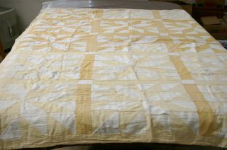 2 Vintage Yellow Gold White Quilts 88 " X 55 "