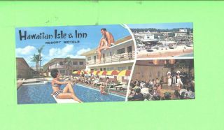 Oo Postcard Hawaiian Isle Resort Motel Miami Beach Florida Bikini Beauty At Pool
