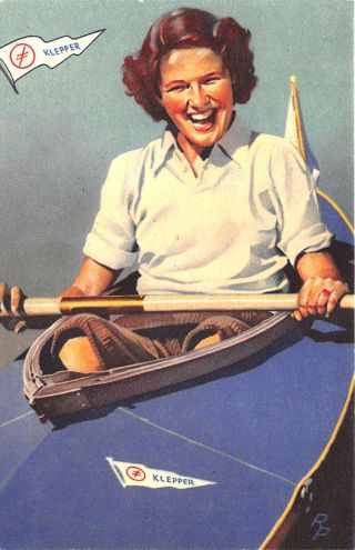 York Ny Klepper Kayak Boat Paddle Close - Up Linen Postcard