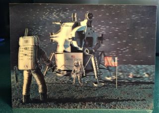 Vintage 1969 Apollo 11 Moon Landing 3 - D Postcard - Tappan Japan,  Asahi Trading 3