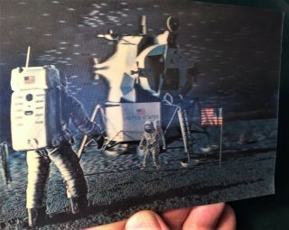 Vintage 1969 Apollo 11 Moon Landing 3 - D Postcard - Tappan Japan,  Asahi Trading 4
