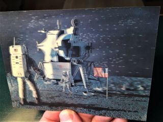 Vintage 1969 Apollo 11 Moon Landing 3 - D Postcard - Tappan Japan,  Asahi Trading 5