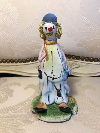 Vintage Pastel Ceramica Clown Made In Italy Signed Fatto A Mano