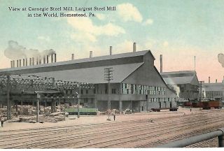 Antique Postcard Carnegie Steel Mill Homestead Pennsylvania Pa