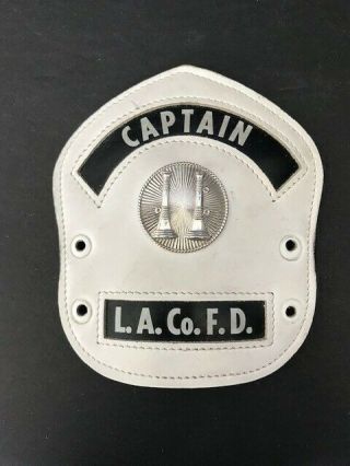 Fire Captain,  Los Angeles County Fire Department,  Front Leather Helmet Shield
