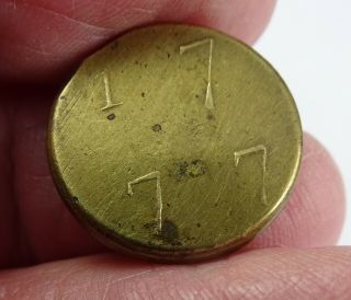 Antique 1777 Georgiian Brass Coin Weight for 1 Guinea Gold Coin W 2005 (D) 2