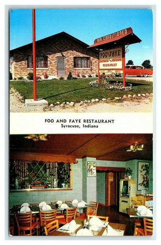 Vintage Postcard Foo And Faye Chinese Restaurant Syracuse Indiana H13