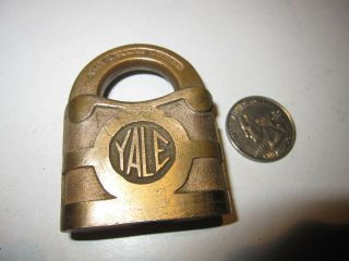 Antique Yale & Towne Rare Brass Padlock Made In U.  S.  A.  No Key 2 5/16 " Tall